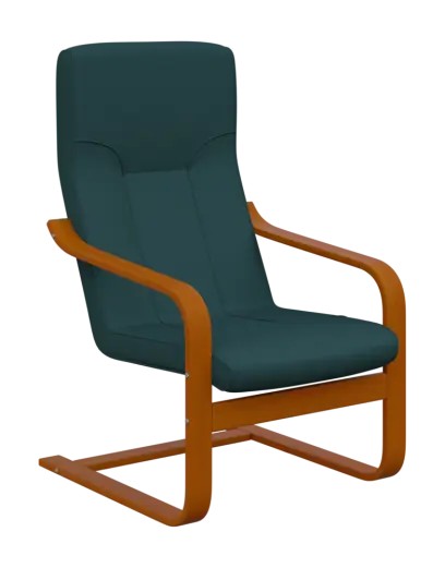 BO - 1 křeslo, dřevěná kostra, moření třešeň, látka BORA 57, tyrkysová